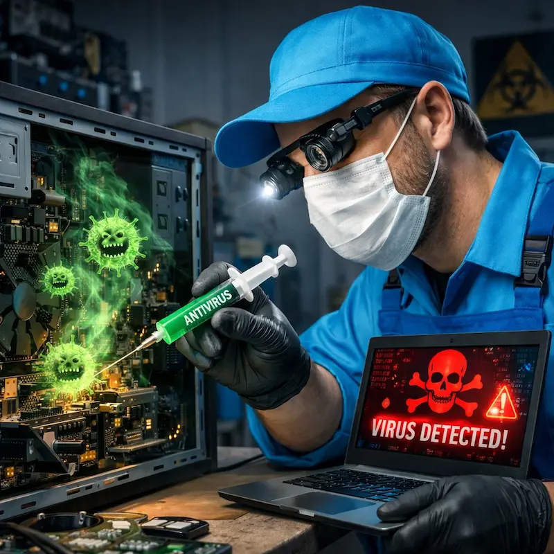 Лечение компьютера от вирусов в Новокузнецке на дому